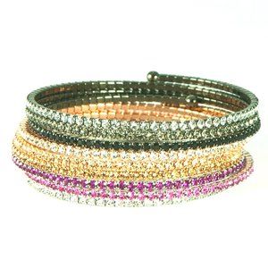 3 ROW/3 COLORS MAGENTA, PINK, & CLEAR AUSTRIAN CRY